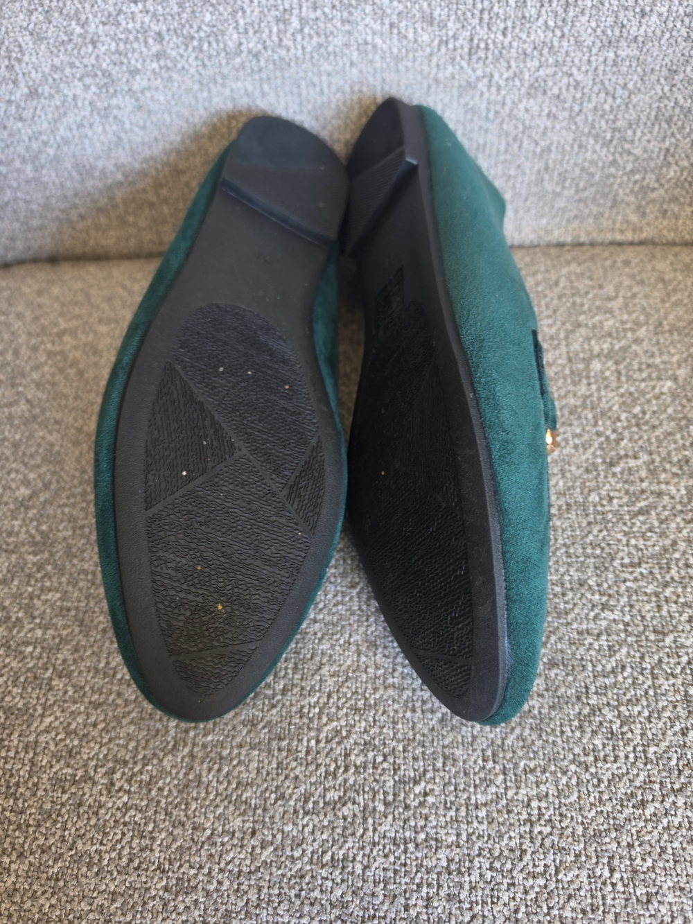 Faux Suede Loafers Green Gold Sz 41 - Picture 6 of 6